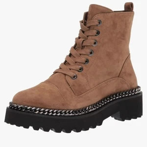 Vince Camuto Mindinta Leather Lug-Sole Chain Lace-up Side-Zip Boot US 5 EU 35 - Bild 1 von 13