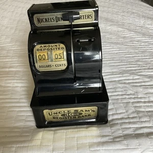 Vintage Uncle Sam 3 Coin Register Cash Metal Bank Tested Works - Picture 1 of 8