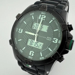 Hilfiger Analog Digital Quartz Watch Men 50m Black Steel Alarm Chrono New Batter - Picture 1 of 6