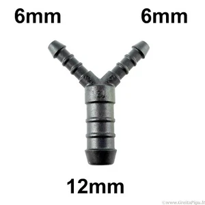 Y-Stück Stachel 6 - 12 - 6mm Rohrschlauch Rohrverbinder Fitting Luft Wasser Tischler - Bild 1 von 3