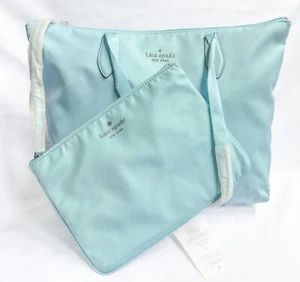 KATE SPADE Little Better Packable Tote Shoulder Bag w/ Pouch Fountain Blue NWT - Picture 1 of 8