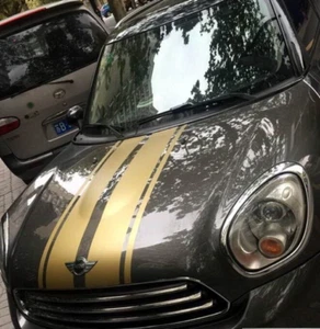 Pegatina de coche deportiva doble rayas dorada 13,5"" para capó de vinilo mini calcomanías traseras ZC978 - Imagen 1 de 4