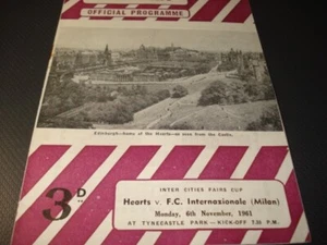OFFICIAL PROGRAMME HEART OF MIDLOTHIAN - INTER 6 NOV 1961 SCOTLAND COPPA FIERE - Picture 1 of 8