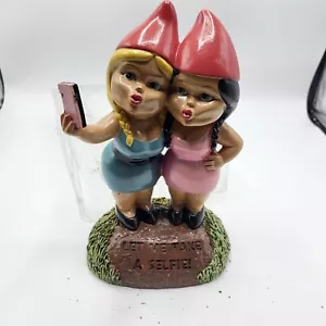 BigMouth The Selfie Sisters Garden Gnomes, 9" Tall Cute Lawn Gnome Statues - Picture 1 of 6