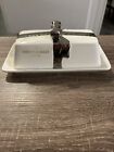 Cynthia Rowley Ceramic Butter Dish, White with Silver Bow Handle, mint condition