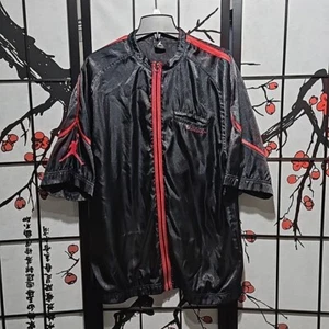 Jordan Vintage Nike Air Jordan Short Sleeve Black Red Full Zip Robe Small - Picture 1 of 7