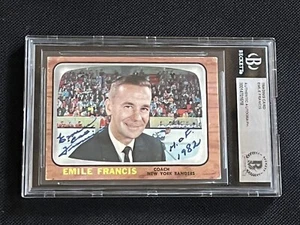HOF EMILE FRANCIS 1966-67 TOPPS ROOKIE SIGNED AUTOGRAPHED CARD BAS AUTHENTIC - Picture 1 of 2