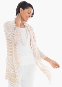 Chico's Strickjacke Oberteil Damen klein vorne offen Kimono Crinkle Beachy leicht - Bild 1 von 7