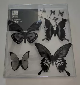 umbra CHRYSALIS WALL DECOR MURAL BUTTERFLIES 16 Piece 4-Designs Stick On BLACK - Picture 1 of 4