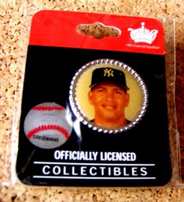 NY New York Yankees Alex Rodriguez pin round beaded photo MLB Arod yellowing - Image 1 of 4