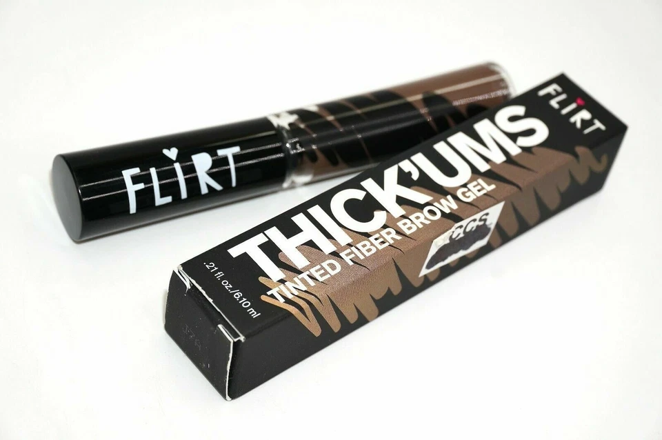 NEW IN BOX FLIRT THICK'UMS TINTED FIBER BROW GEL .21 OZ / 6.10 ML  - DARK BROWN - Image 1 of 1