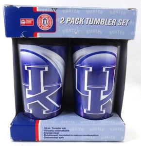 UK University of Kentucky Hunter Insulated Glass Tumblers (2) 16oz VTG NEW N BOX - Picture 1 of 5