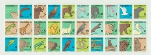 s37319 COLOMBIA 1980 MNH** Alfabeto Animali 30v Blocco Y&T 742/71 SC 879a/879ad - Afbeelding 1 van 1