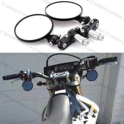 Round 7/8" Handle Bar End Motorcycle Side Mirrors For Suzuki DRZ400 DRZ 400SM - Image 1 of 4