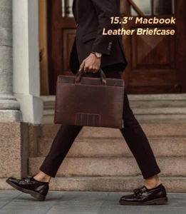 Leder Laptoptasche Tragetaschen Umhängetaschen für Apple Mac Book Pro 15.3 Zoll - Picture 1 of 12