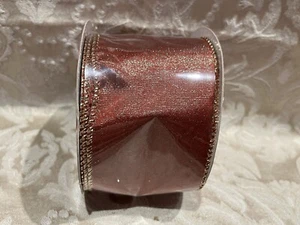 Nicole RED & GOLD IRIDESCENT SOLID Wired Christmas Holiday Ribbon 2.5” X 30 F - Picture 1 of 3
