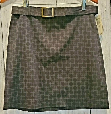 Inc Stretch International Concepts Skirt Black Geometric Pattern Sz 8 NWT Foto 1 de 4