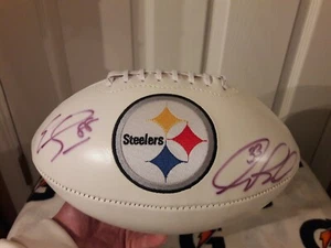 EMMANUEL SANDERS & ISAAC REDMAN SIGNED PITTSBURGH STEELERS WHITE SB XLV FOOTBALL - Picture 1 of 12