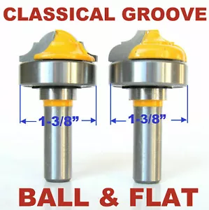 Set di punte per router 2 pezzi 1/2" cuscinetto superiore classico scanalatura piatta e sfera baia/perline S - Foto 1 di 12