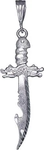 Sterling Silver Dragon Sword Pendant Necklace Diamond Cut Finish with Chain - Picture 1 of 4