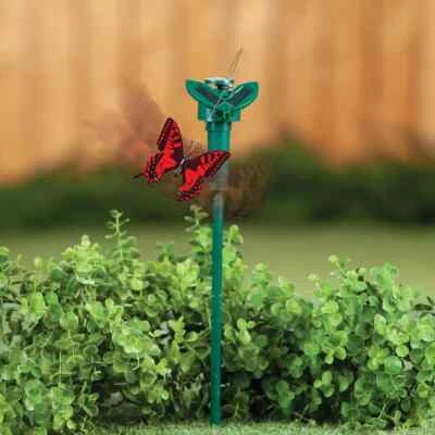 Solar Powered Flying Red Butterfly Garden Stake - Image 1 of 4