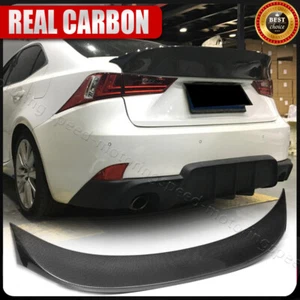 REAL CARBON Rear Trunk Spoiler Wing Lid Fit for LEXUS IS250 IS350 IS-F 2013-15 - Picture 1 of 18