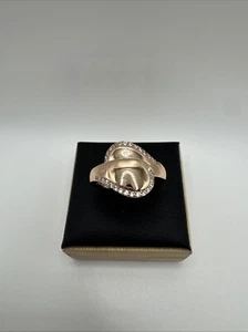 14ct Modernist 14CT Rolled Gold Crisscross Ring Mirror Finish Hallmarked 585RG - Picture 1 of 9