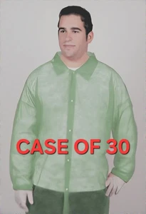 CASE OF 30 NEW POLYLITE DISPOSABLE LAB COATS DENTAL MEDICAL WOODWORKING PAINTING - Picture 1 of 5