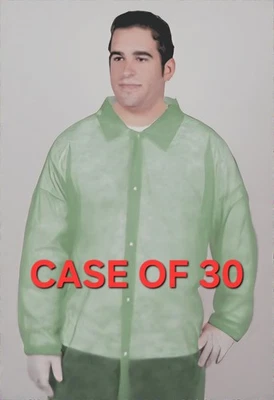 CASE OF 30 NEW POLYLITE DISPOSABLE LAB COATS DENTAL MEDICAL WOODWORKING PAINTING - Image 1 of 4