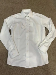 Eton Micro Print Fine Twill Slim Fit Tan Micro Check Dress Shirt 15 Euro 38 - Picture 1 of 5