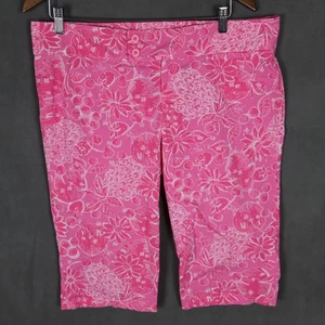 Lilly Pulitzer Pants Womens Size 14 Pink Palm Beach Fit Capri Tropical Floral - Picture 1 of 13