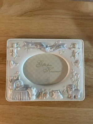 Russ Gifts From Heaven porcelain Baby’s Baptism Frame Blue And White - Image 1 of 4