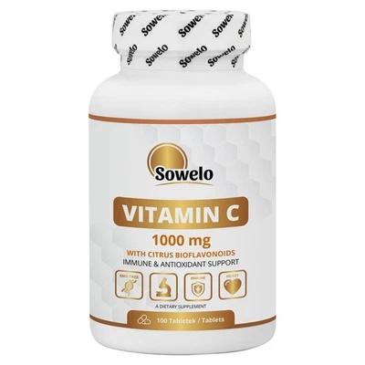 Vitamin C 1000mg – Tab – Ascorbic Acid + Bioflavonoids – Immune Support – Sowelo - Image 1 of 4