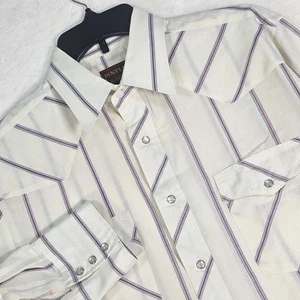 Rustler camicia elegante uomo 16 32/33 manica lunga bianca a righe - Foto 1 di 10