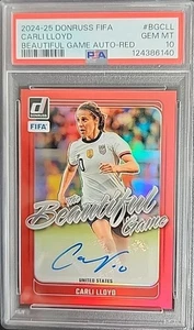 Carli Lloyd 2024-25 Panini Donruss FIFA Red Prizm Auto #26/49 USWNT PSA 10 - Bild 1 von 2