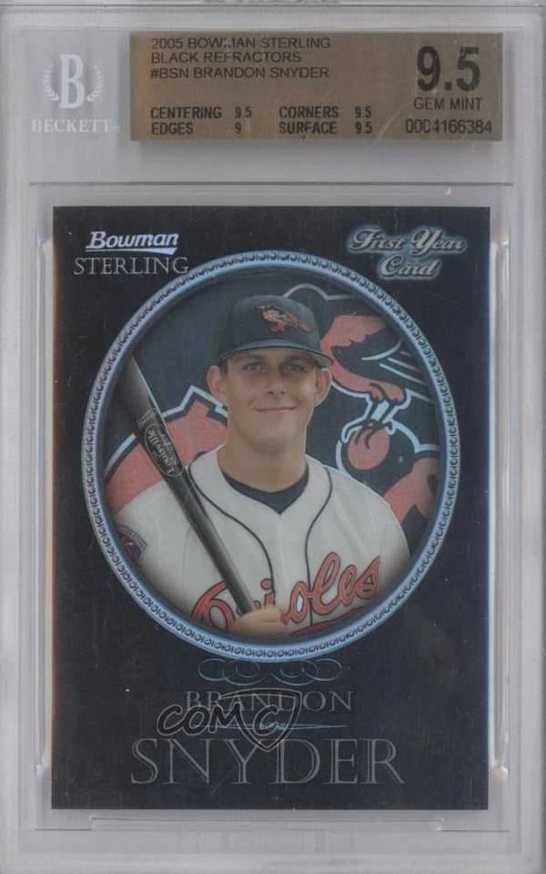2005 Bowman Sterling Black Refractor /25 Brandon Snyder BGS 9.5 Rookie RC - Image 1 of 2
