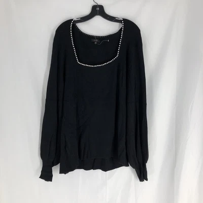 Top adornado con cuello de perlas negras On Twelfth talla 3X Foto 1 de 4