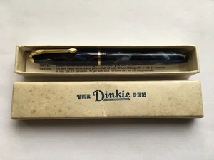 C1950s VINTAGE CONWAY STEWART No550 BLUE&RUSTY BROWN MARBLED FOUNTAIN PEN&BOX - Picture 1 of 9