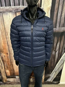 Polo Ralph Lauren Dark Blue Full Zip Puffer Down “Aviator” Jacket Large NWT $200 - Picture 1 of 10