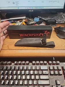 Original Winchester Embossed Leather Fixed Blade Knife Sheath and Box - Picture 1 of 10