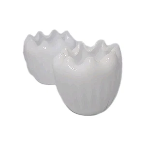 Paar von zwei Vintage Fenton gekniffen Rüschen gerippt Milchglas Rose Schüssel LESEN - Bild 1 von 8
