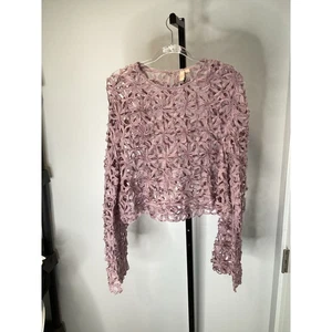 Willow & Root Flower Lace Top Dusty Rose/Purple Cropped Pullover Gr. XL - Gebraucht - Bild 1 von 3