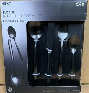 Next Sloane 16 Piece Cutlery Set Stainless Steel - Picture 1 of 7