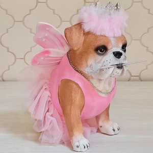 Humane Society Bulldog Fairy in Tutu & Crown Halloween Costume Statue 11” Tall - Picture 1 of 7