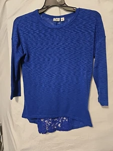 Damen Cato blau 3/4 Arm durchsichtig mit Spitze hinten - Bild 1 von 6