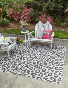 Unique Loom Outdoor Safari Collection Area Rug - Leopard (7' 10" Square, Ligh... - Picture 1 of 6