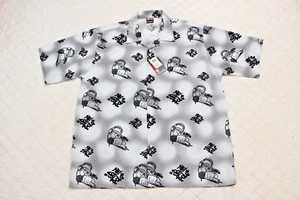 Y2K mens size XXL gray hip hop short sleeve button up shirt - Picture 1 of 10