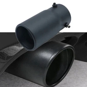 Universal Car Black Exhaust Muffler Round Throat Tip Pipe Stainless Steel Cover - Bild 1 von 6