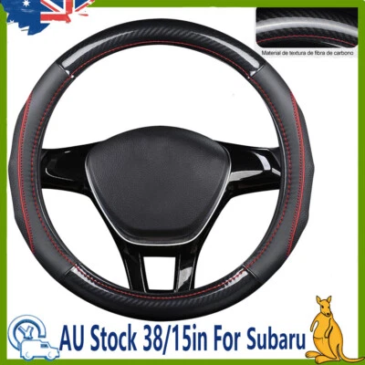 2025 Carbon Fiber Leather Car Steering Wheel Cover For Subaru Interior Protected - image 1 of 4