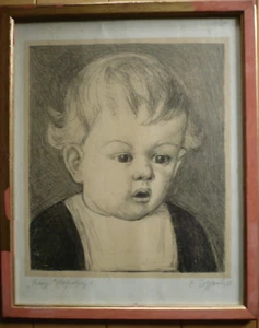 Emil Toggweiler, EINGESTELLTE Schweizer Lithographie, BLEISTIFT SIGNIERT, Moderne Portrait Junge - Bild 1 von 11